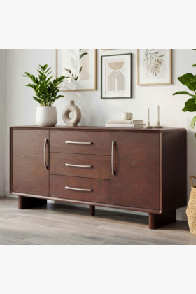 Design-Kommode Eichenfurnier Nussbaum 160 cm mit Türen und